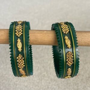 Gold and Green Bangles